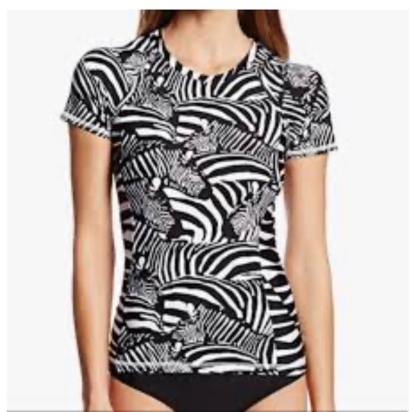 Trina Turk Zebra Print Swim Sun Shirt - Picture 2 of 7